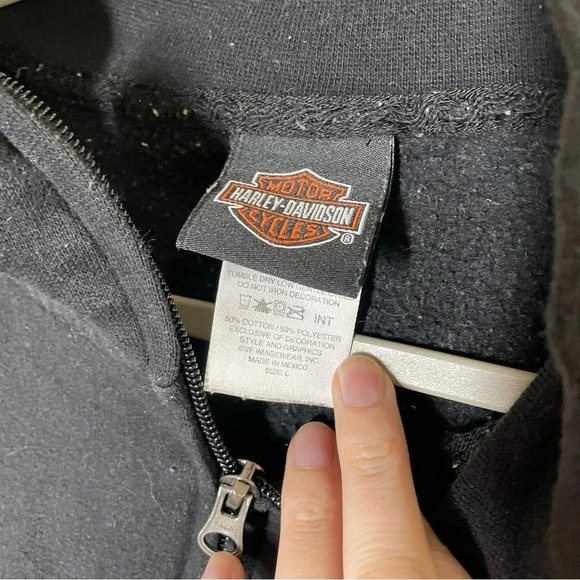 Harley Davidson El Paso Black Zip Up Sweatshirt Size Large - Picture 2 of 8